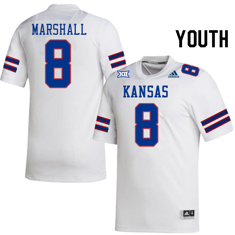 Youth #8 Isaiah Marshall Kansas Jayhawks College Football Jerseys Stitched Sale-White